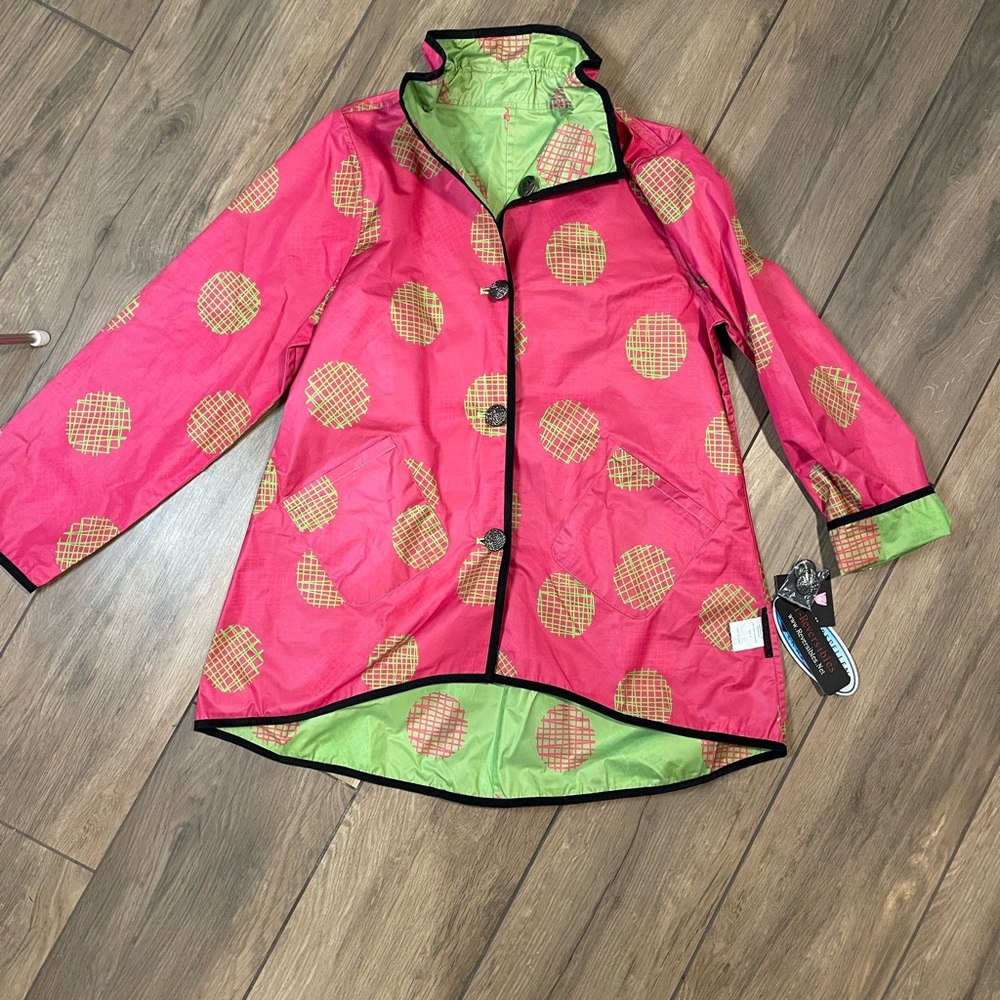 Pink and Green reversibles rain coat